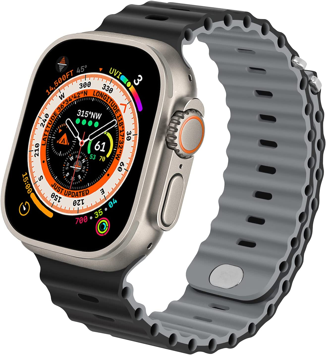 Anlinser Bands Compatible with Apple Watch Band 49Mm 45Mm 44Mm 42Mm 41Mm 40Mm 38Mm, Adjustable Sport Loop Designed for Apple Watch Ultra SE Series 8 7 6 5 4 3 2 (49Mm/45Mm/44Mm/42Mm, Gray Green/Khaki)  Anlinser Black/Gray 49mm/45mm/44mm/42mm 