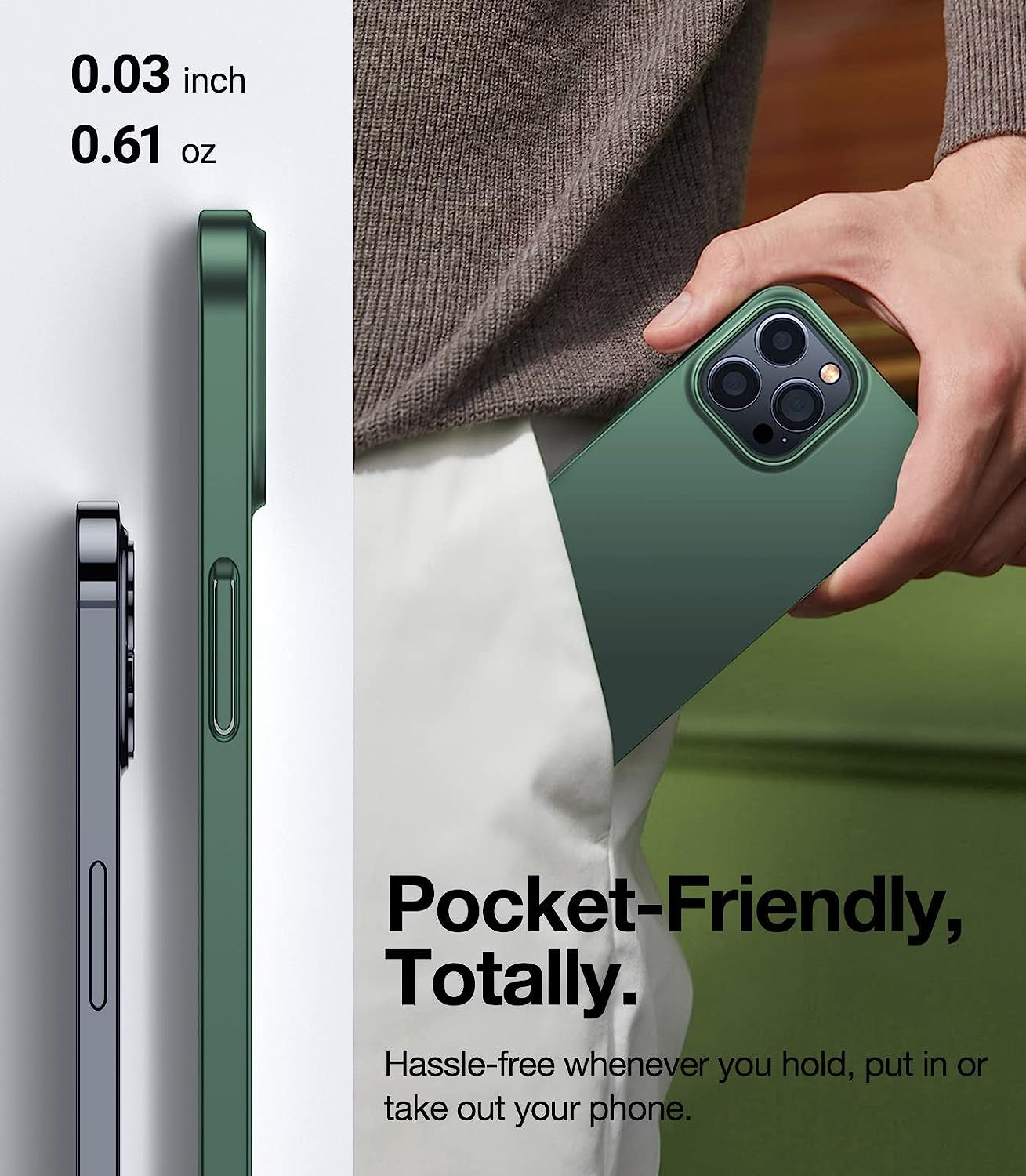 TORRAS Magnetic Slim Fit Designed for Iphone 14 Pro Case, [Ultra Thin as No Case] [Bare Iphone Grip][Compatible with Magsafe] Anti-Scratch Plastic Cover Phone Case for Iphone 14 Pro, Alpine Green  TORRAS   