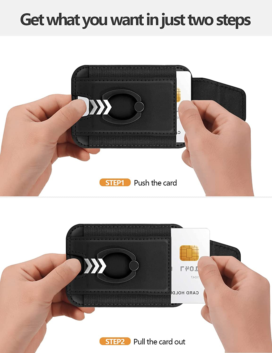 3-In-1 Magnetic Wallet with Phone Grip, Compatible with Magsafe Wallet and Phone Stand, Leather Privacy Flap, Magnetic Phone Wallet Holder with Phone Ring for Iphone 14/13/12 Series, 7 Cards, Black  ExtreLife   