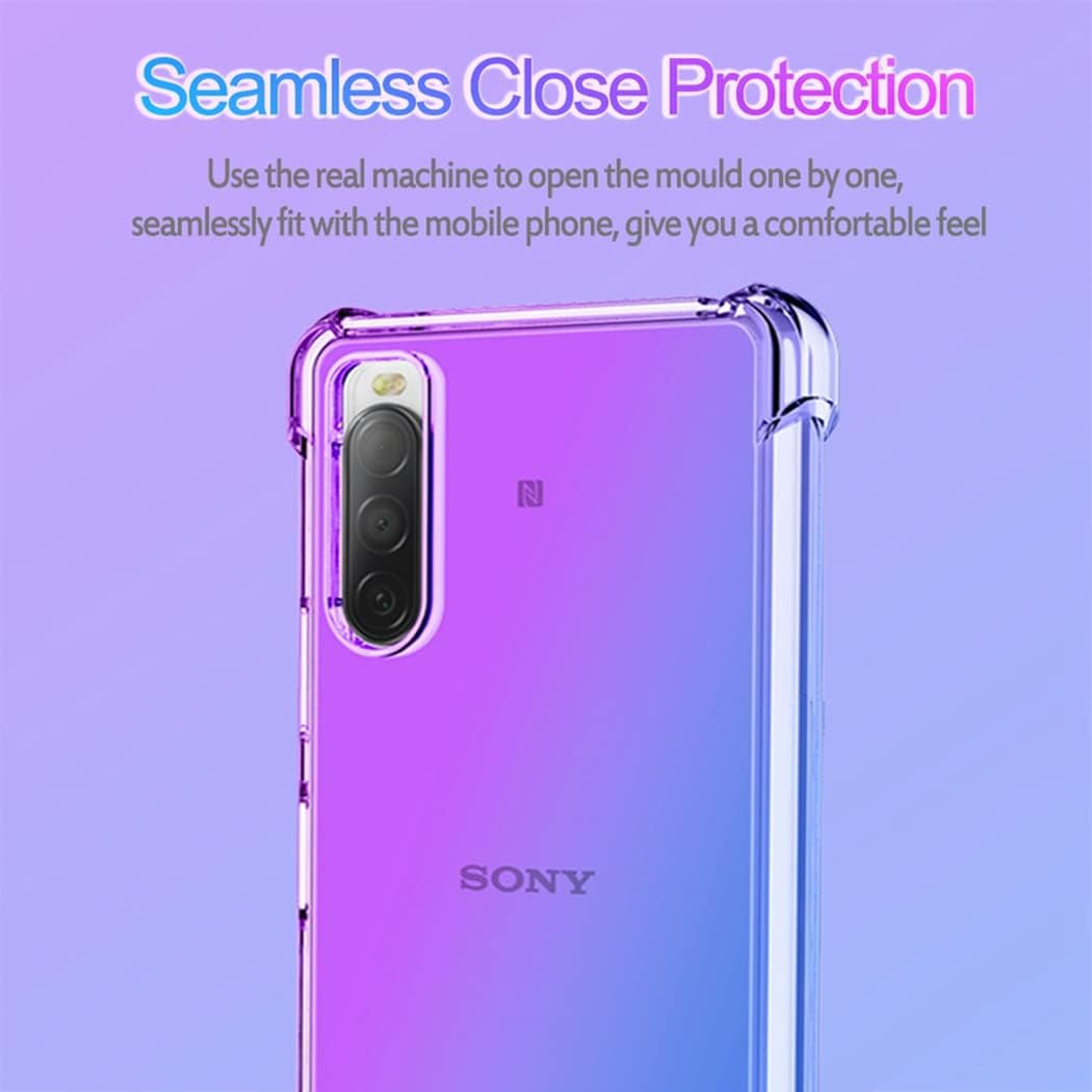 Ueokeird for Xperia 10 IV 5G Case, Sony 10 IV Case, Clear Cute Gradient Phone Case Slim anti Scratch Flexible TPU Cover Shockproof Protective Case for Sony Xperia 10 IV (Purple/Blue)  Ueokeird   