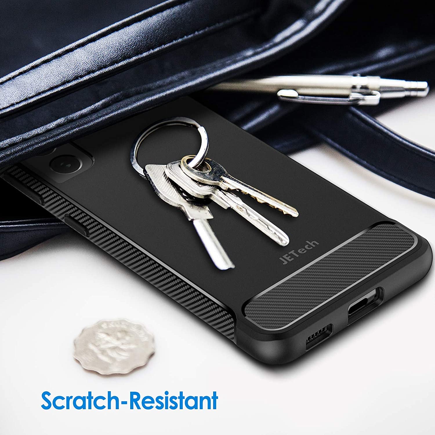 Jetech Slim Fit Case Compatible with Samsung Galaxy S21 5G 6.2-Inch, Thin Phone Cover with Shock-Absorption and Carbon Fiber Design (Black)  JETech   