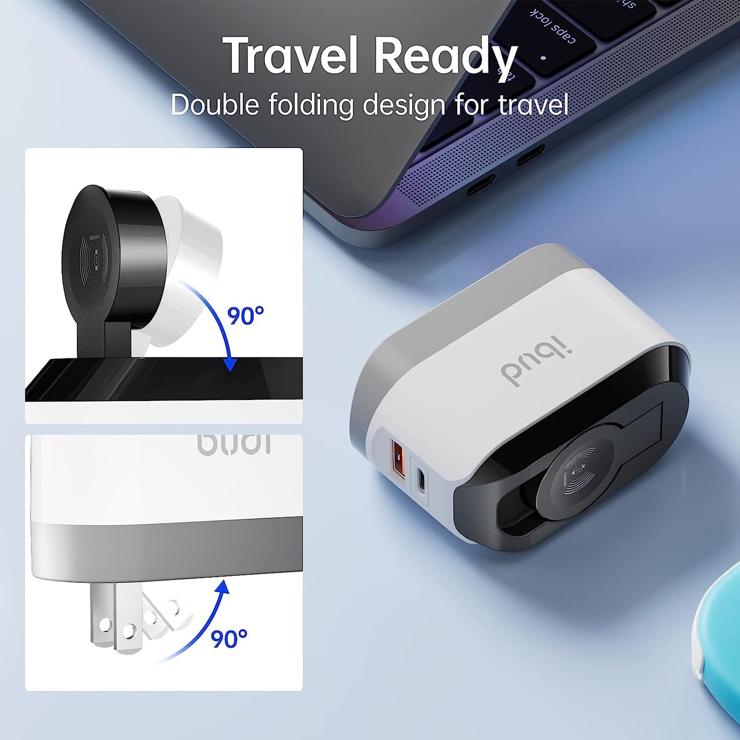 BUDI Iphone Fast Charger with Foldable Apple Watch Wireless Charging USB PD 38W Wall Charge Travel Charger for Apple Watch Block Wall Charger Iphone 13/12/Mini/12 Pro Max Phone Airpods, Apple Watch  BUDI   