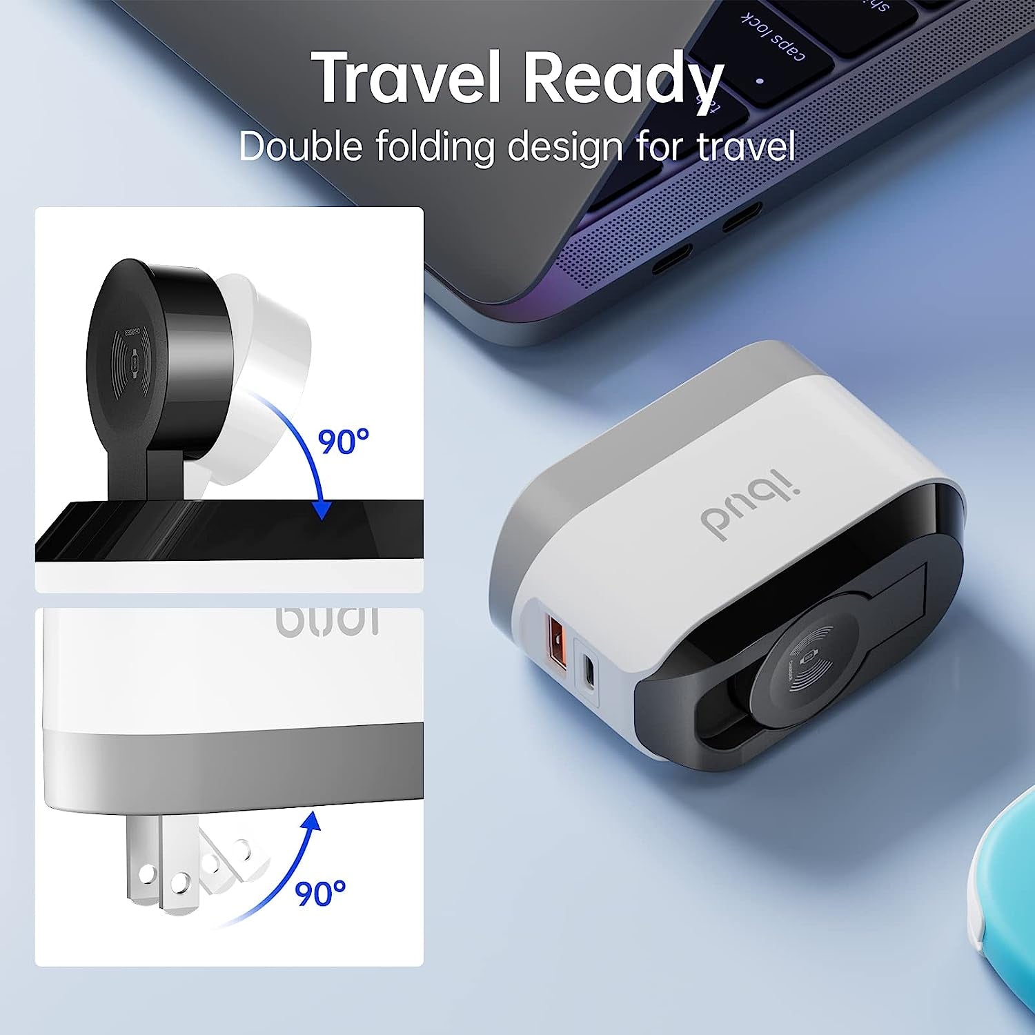 BUDI Iphone Fast Charger with Foldable Apple Watch Wireless Charging USB PD 38W Wall Charge Travel Charger for Apple Watch Block Wall Charger Iphone 13/12/Mini/12 Pro Max Phone Airpods, Apple Watch  BUDI   