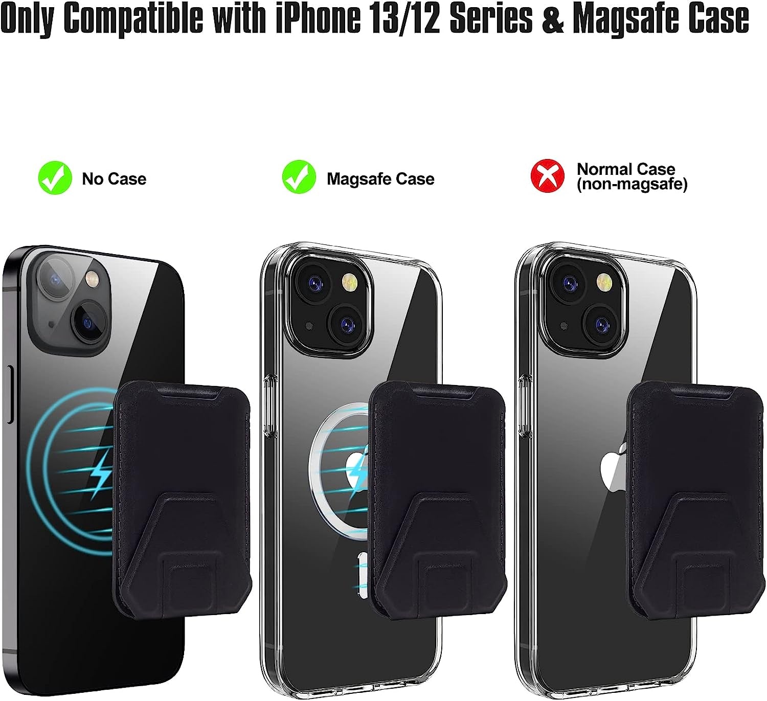 Magnetic Card Wallet Holder for Apple Magsafe, Phone Stand & Card Holder Magnetic Wallet for Apple Iphone 13/12 Magsafe Wallet, Leather Magsafe Wallet for Back of Iphone 13 Iphone 12 Series, Black  TopMade   