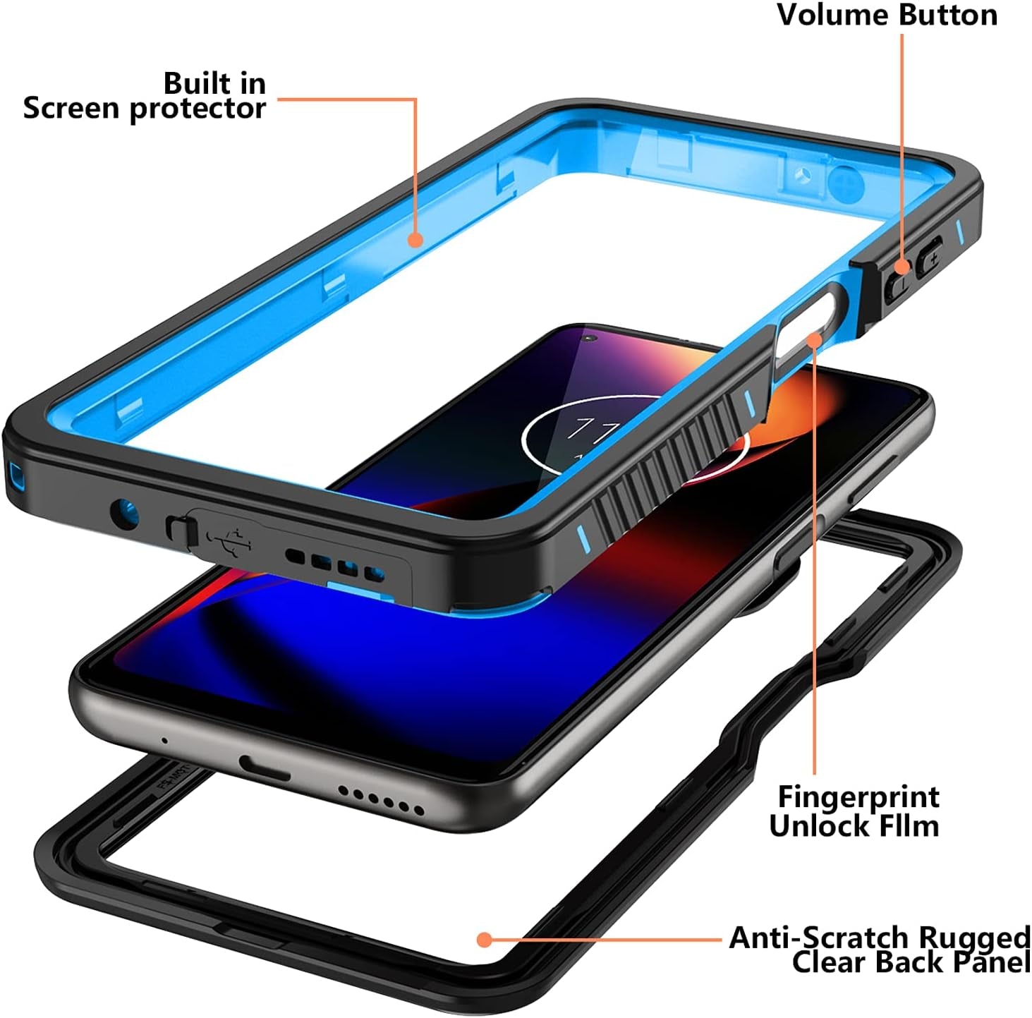 ANTSHARE for Motorola Moto G Power 2021 Case Waterproof, Built in Screen Protector 360° Full Body Heavy Duty Protective Shockproof IP68 Underwater Case for Moto G Power 2021 6.6Inch Blue  ANTSHARE   