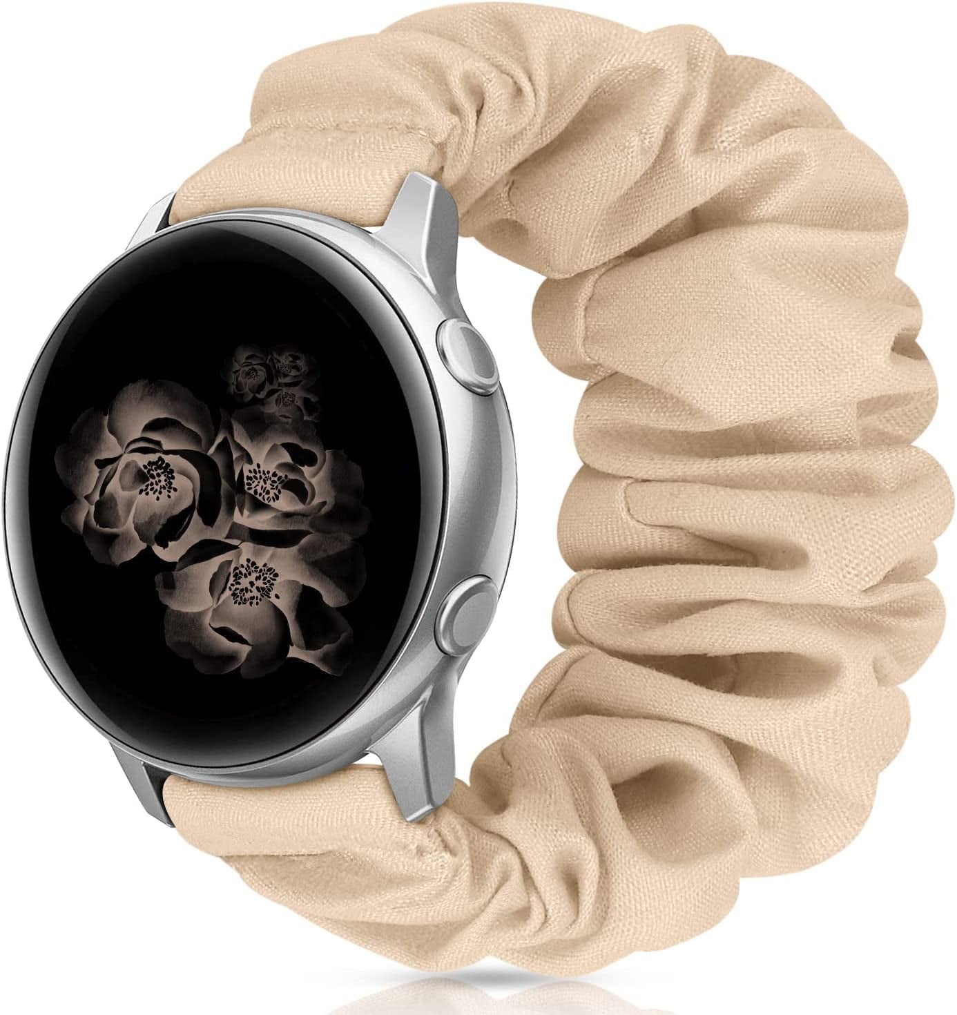 20Mm 22Mm Scrunchies Watch Bands, Cute Elastic Replacement Bands for Women with Quick Release Bar, Fabric Band for Samsung Galaxy Watch 4 5 Pro Galaxy Active, Active 2 40Mm 44Mm Watch Smartwatch Bla-S  ZSMJ F-Milk Tea Small 