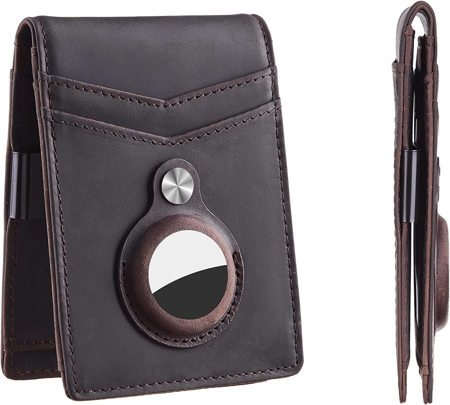 Hawanik Mens Slim Bifold Wallet with Integrated Case Holder for Airtag  Hawanik genuine leather-coffee  