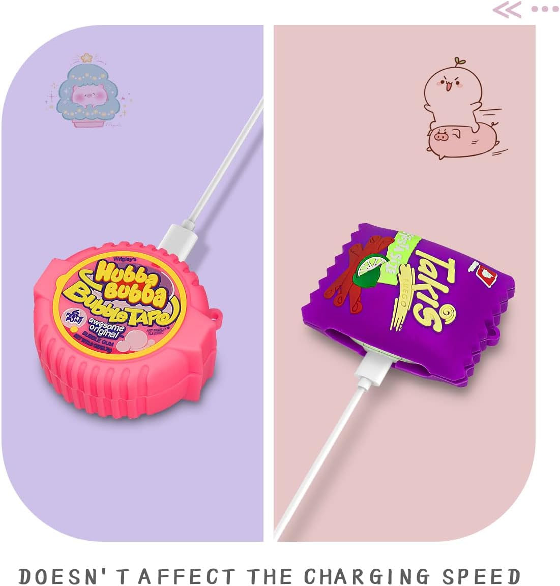 [2Pcs] Cute Case for Galaxy Buds Live Case 2020/Galaxy Buds Pro Case/Galaxy Buds 2 Case 2021, Cute 3D Fun Fashion Food Design Silicone Protective Skin for Girl Boys(Bubble Gum+Purple Potato Chips)  YIPINJIA   