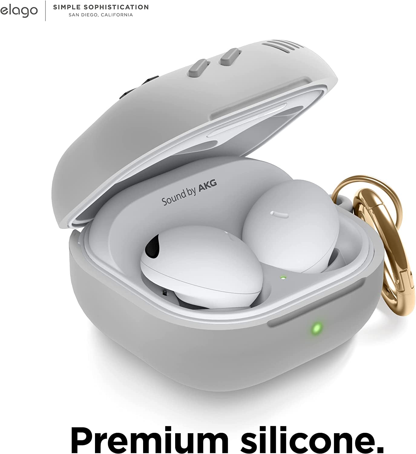 Elago GB5 Case Compatible with Samsung Galaxy Buds 2 Pro Case (2022) / Galaxy Buds 2 Case (2021) / Galaxy Buds Pro Case (2021) / Galaxy Buds Live Case (2020) [US Patent Registered] [Light Grey]  elago   