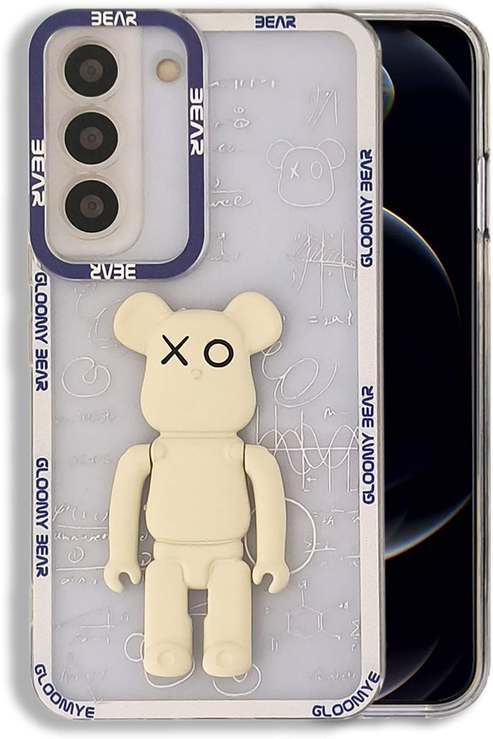 DOWINTIGER Samsung Galaxy A53 5G Case - Cool Designer 3D Bear with Kickstand Design for Boys Men, Street Fashion Soft Flexible Slim TPU Camera Lens Protective Clear Cover for Galaxy A53 - Black Bear  DOWINTIGER White Bear Kickstand Samsung Galaxy S22 