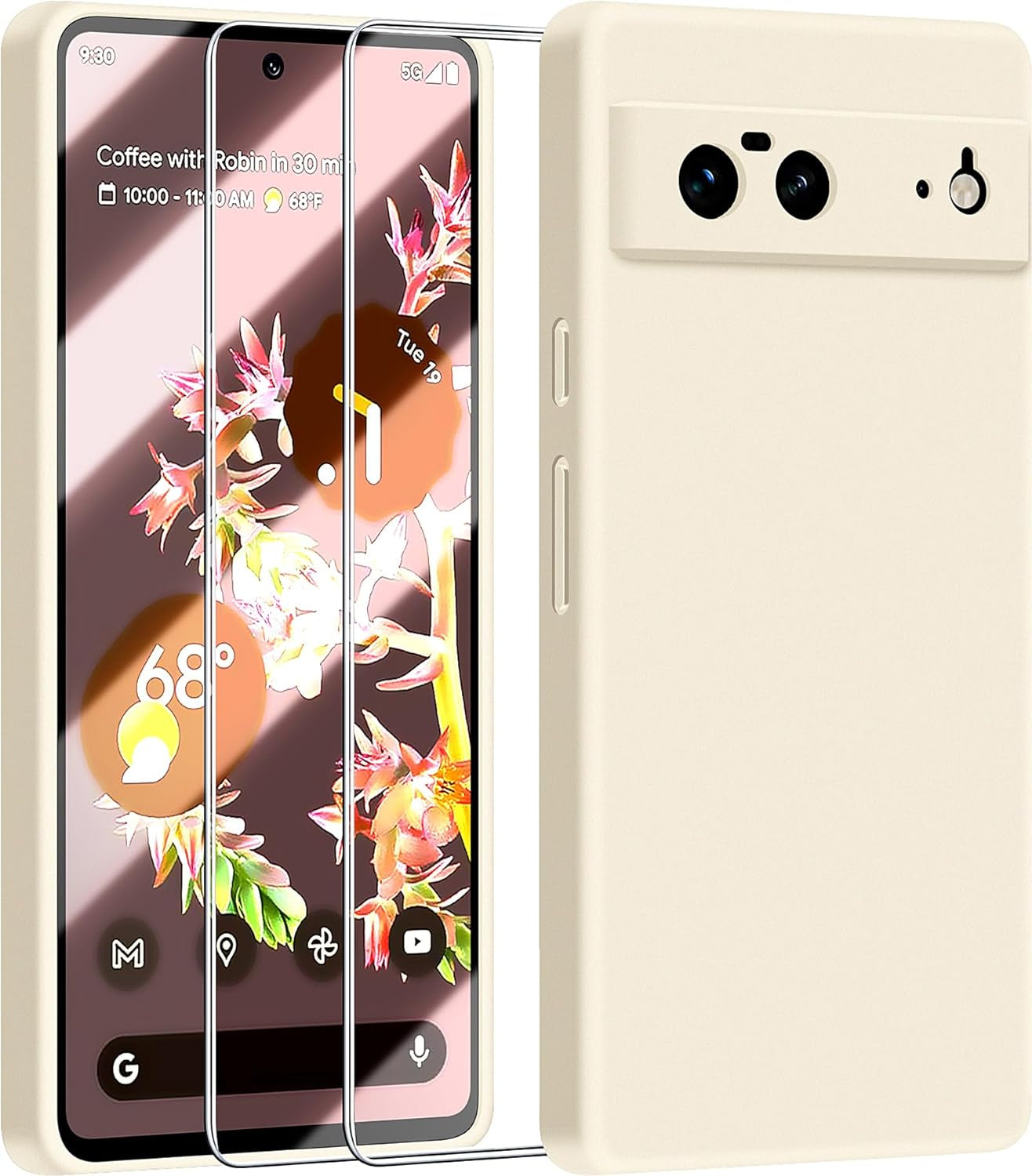 Dssairo 3 in 1 for Google Pixel 6 Case, with 2 Pack Screen Protector, with Full Camera Cover Protection，Liquid Silicone Slim Shockproof Protective Phone Case [Microfiber Lining] (Alpine Green)  Dssairo Stone  