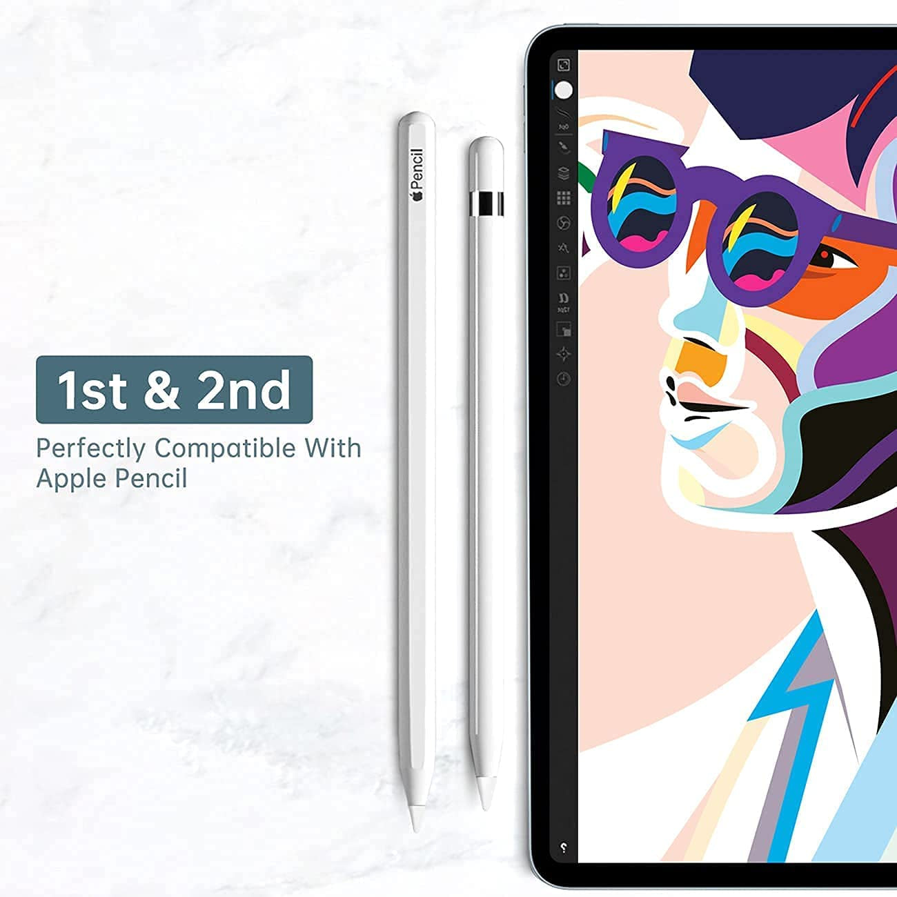 Replacement Tips Compatible with Apple Pencil 1St & 2Nd Generation(2 Pack), Apple Pencil Tip and Nibs Protector Cover for Ipad Pro Ipencil  Coteck   