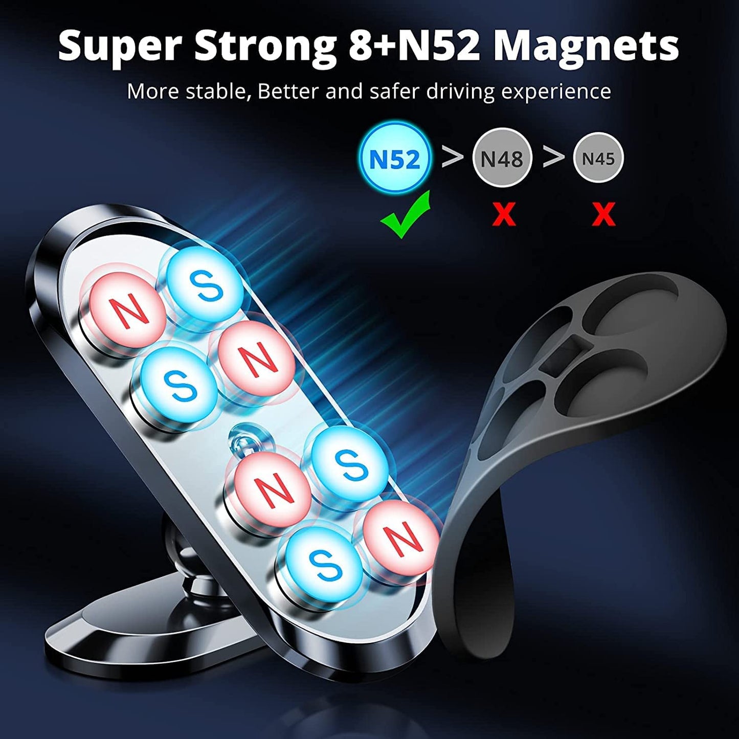 [2-Pack] Magnetic Phone Mount for Car, FONKEN Car Phone Holder Mount [Stronger 8X Magnets] 360°Rotation Universal Dashboard Phone Holder Magnetic Car Mount for Iphone 13/12 Pro, Samsung, LG All Phones  FONKEN   