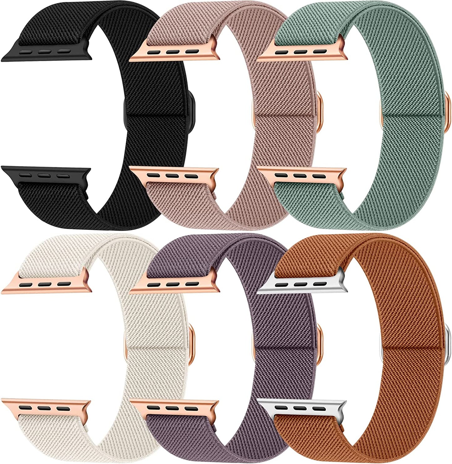 OYODSS 6 Pack Stretchy Solo Loop Band Compatible with Apple Watch Bands 38Mm 40Mm 41Mm 42Mm 44Mm 45Mm 49Mm, Nylon Sport Strap with Metal Connectors for Iwatch Ultra Series 8/7/6/5/4/3/2/1 SE Women Men  OYODSS   