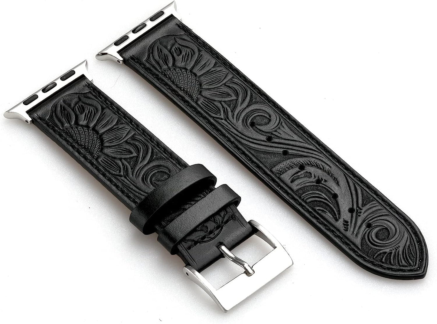 Deeplus for Apple Watch Band 41 Mm / 40 Mm / 38 Mm Series 7 /SE/ 6/5/4/3/2/1,Sunflower Tooled Leather Cowboy Replacement Western Apple Watch Retro Strap Bracelet for Iwatch Men Women  Deeplus   