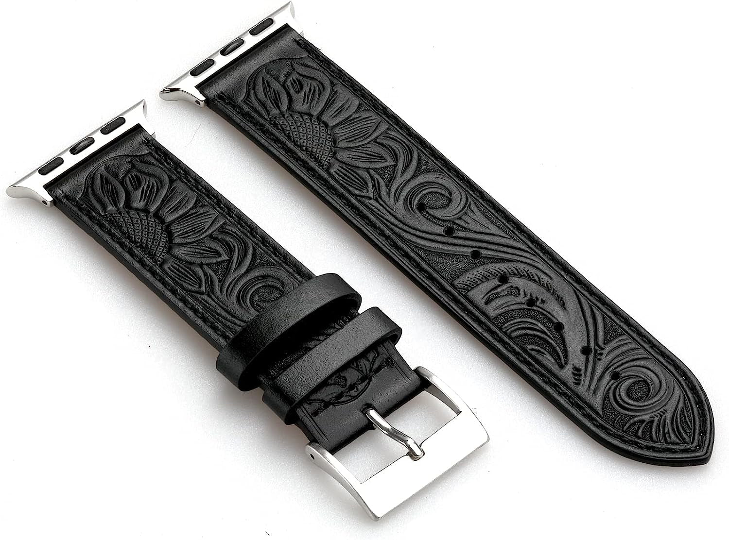 Deeplus for Apple Watch Band 41 Mm / 40 Mm / 38 Mm Series 7 /SE/ 6/5/4/3/2/1,Sunflower Tooled Leather Cowboy Replacement Western Apple Watch Retro Strap Bracelet for Iwatch Men Women  Deeplus   