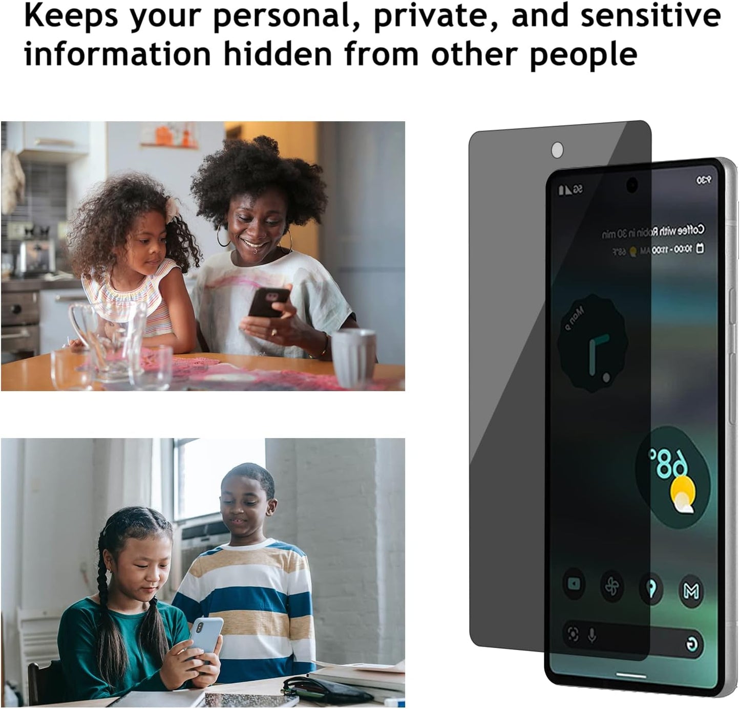 Lokyoo 3 Pack Privacy Screen Protector for Google Pixel 6A 6.1”5G [Anti-Spy Tempered Glass], Ultra HD, Anti-Scratch, Bubble-Free, Easy Install 9H Protective Glass for Pixel 6A  Lokyoo   