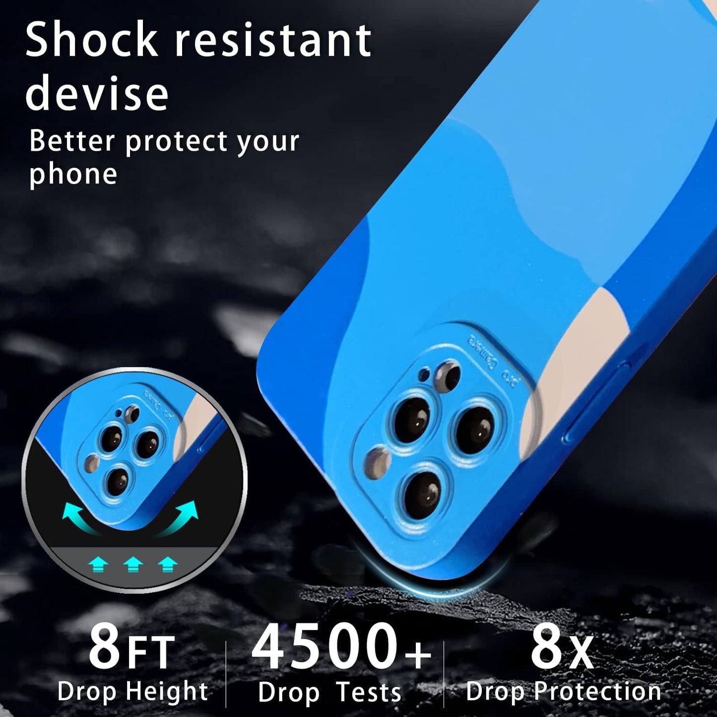 YKCZL Compatible with Iphone 14 Pro Case(No Fit Iphone 14 Pro Max 6.7 Inch), Cute Painted Art Heart Pattern Full Camera Lens Protective Slim Soft Shockproof Phone Case for Women Girls-Dark Blue  YKCZL   