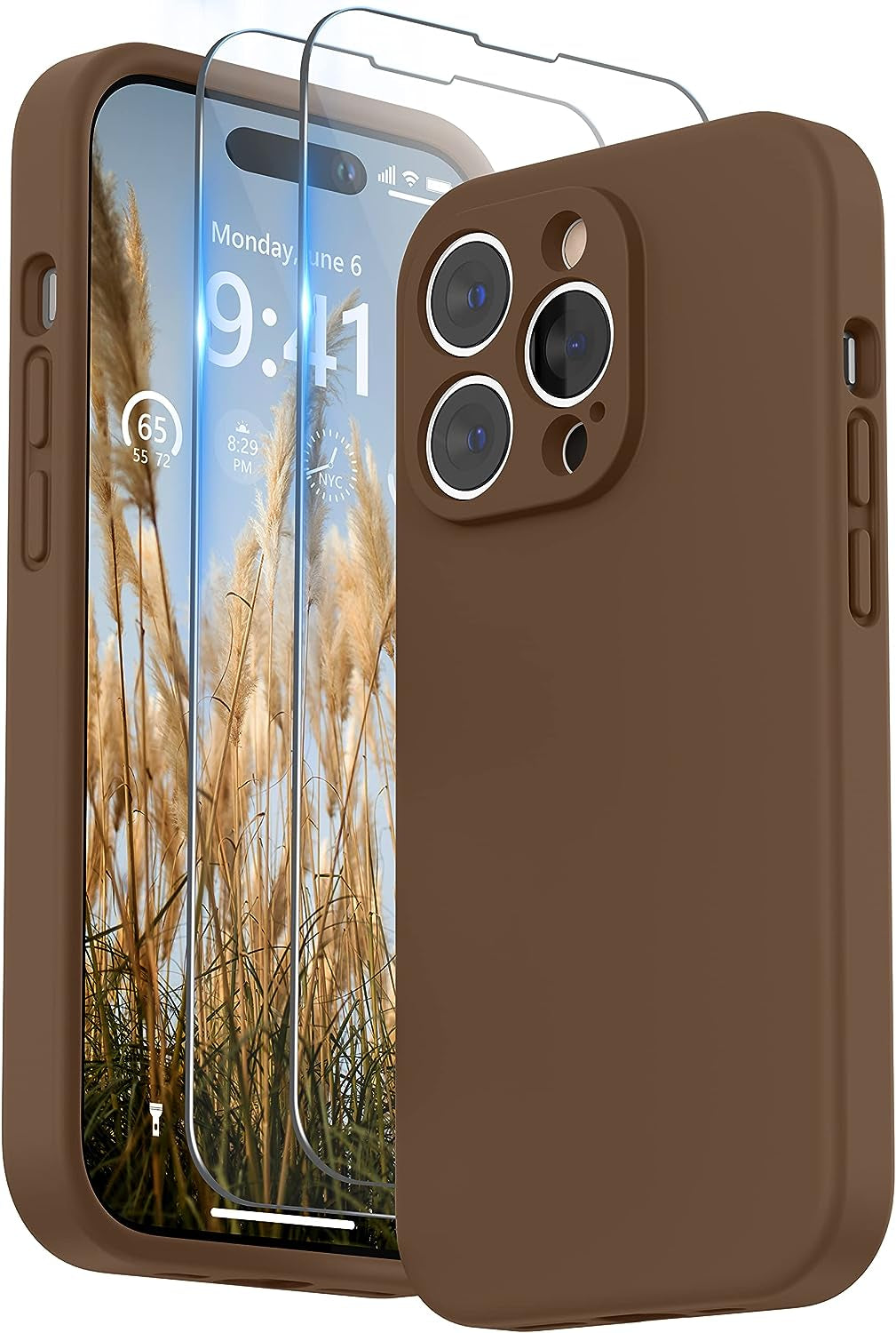 SURPHY Designed for Iphone 14 Pro Case with Screen Protector, (Camera Protection + Soft Microfiber Lining) Liquid Silicone Phone Case, Cactus Green  SURPHY   