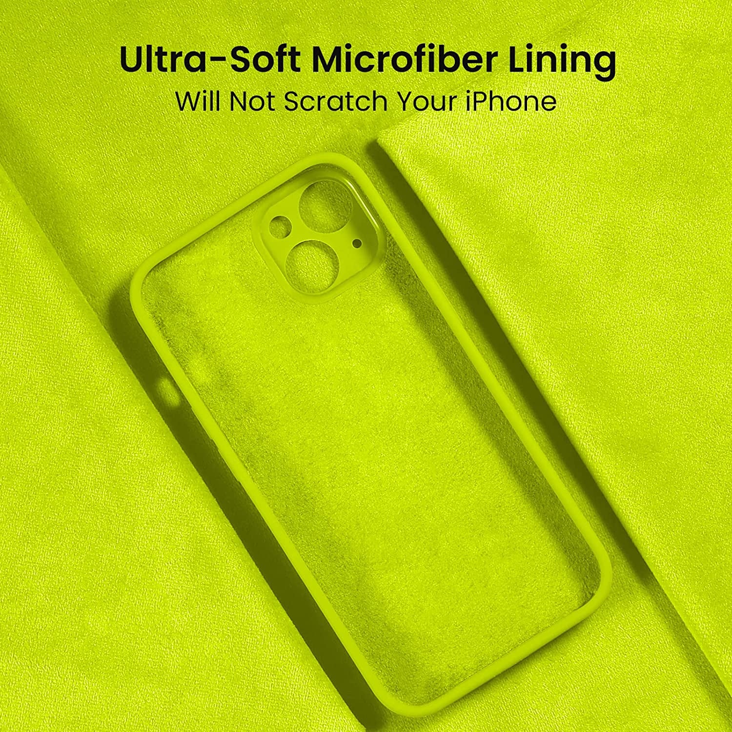 Firenova for Iphone 14 Case, Silicone Upgraded [Camera Protection] Phone Case with [2 Screen Protectors], Soft Anti-Scratch Microfiber Lining Inside, 6.1 Inch, Fluorescent Green  FireNova   