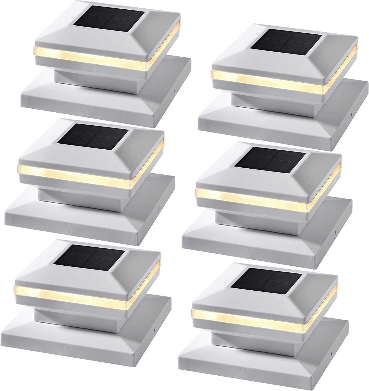 MAGGIFT 15 Lumen Outdoor Post Cap Light for Fence Deck or Patio, Warm White High Brightness SMD LED Lighting, Lamp Fits 4X4, 5X5 or 6X6 Wooden Posts, 6 Pack  MAGGIFT White 6 pack 
