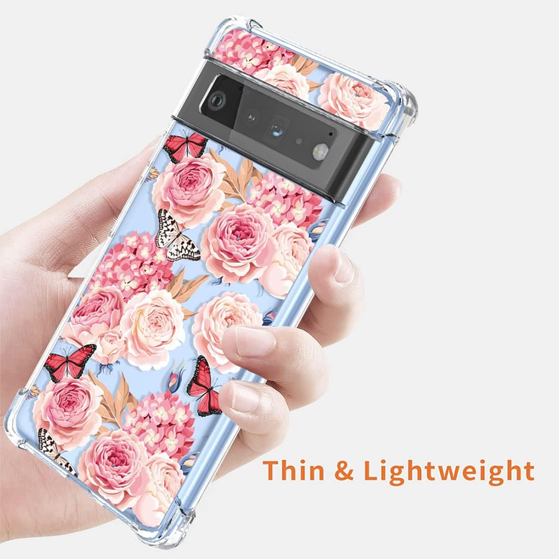 KOARWVC Case for Pixel 6 Pro Case, Google 6 Pro G8VOU Case Clear with Design Soft TPU Shock Absorption Slim Floral Pattern Protective Back Cover Cases for Google Pixel 6 Pro 5G (Flower Butterfly)  KOARWVC   