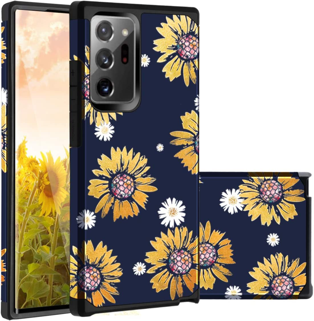 Samsung Galaxy Note 20 Ultra Case,Casewind Galaxy Note 20 Ultra Case Ｍarble 3 in 1 Hybrid Hard PC Soft Silicone Shockproof Anti-Scratch Rugged Bumper Protective Case Cover for Samsung Note 20 Ultra  Casewind Navy Blue+ Gold+Black  