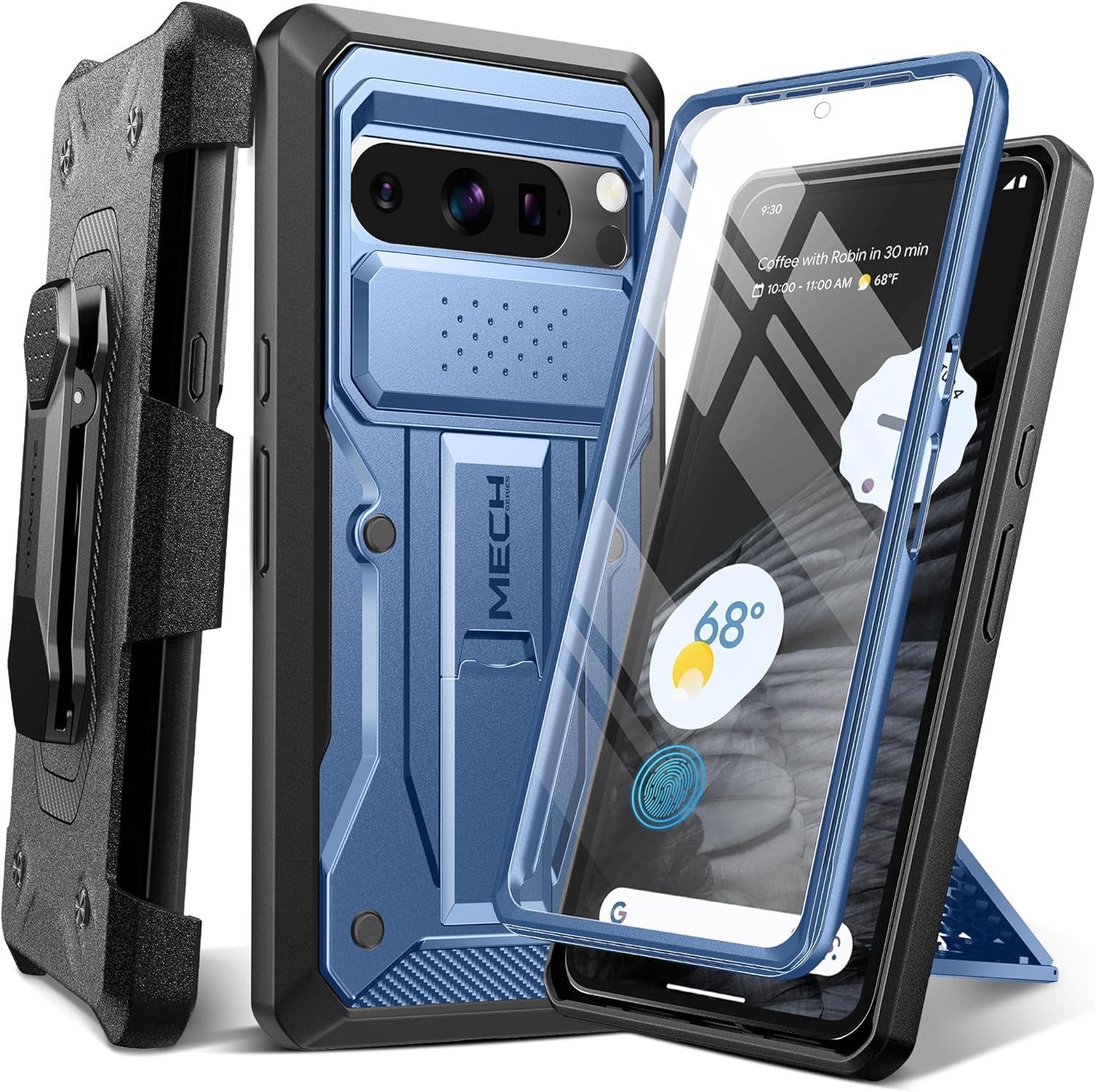 TONGATE for Pixel 8 Pro Case(2023), [Bulit-In Slide Camera Cover & Screen Protector] Military Grade Shockproof Rugged 5G Phone Case with Kickstand & Belt Clip for Google Pixel 8 Pro 6.7", Green  TONGATE Blue  