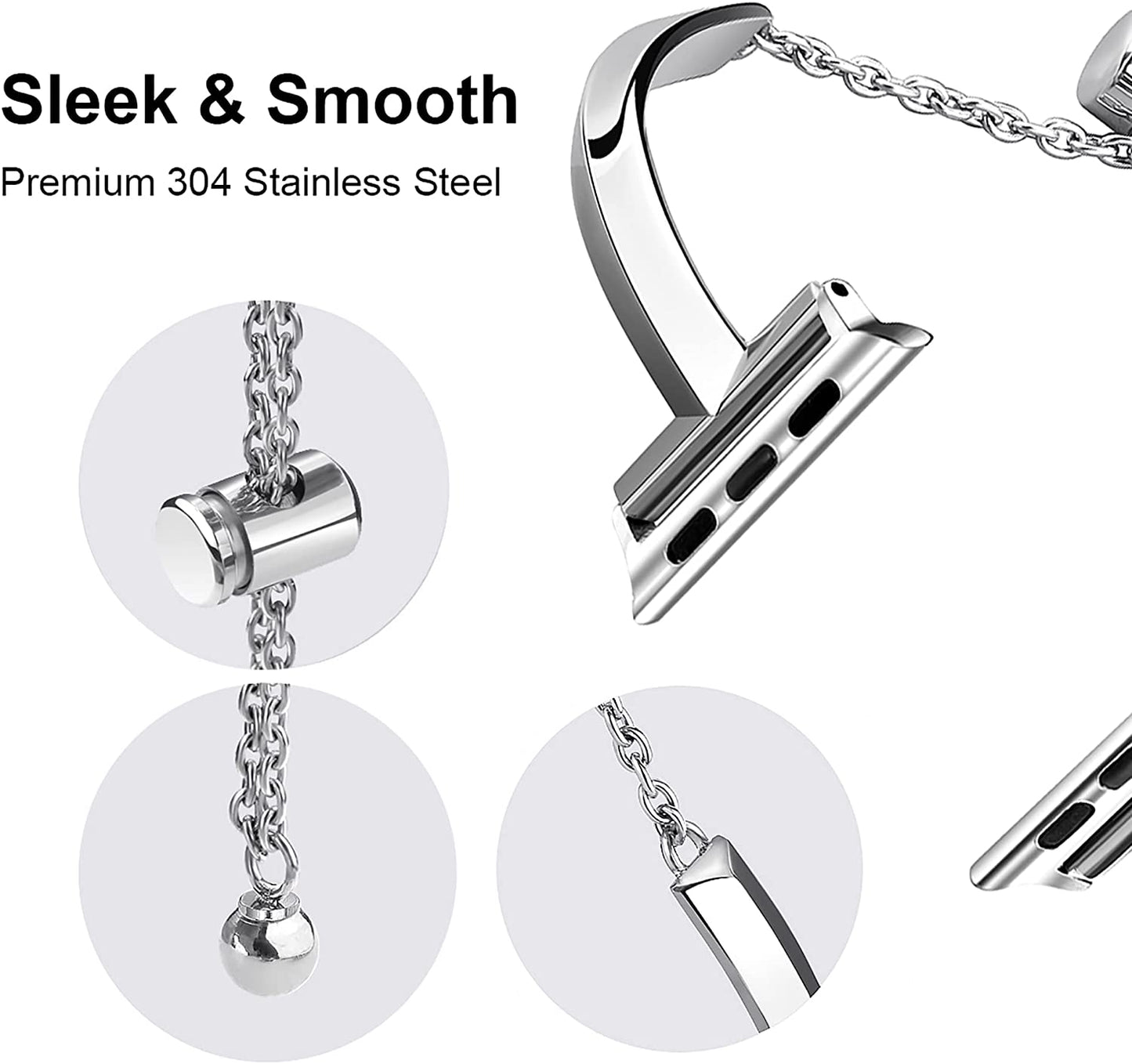 Plusroc Stainless Steel Band Compatible with Apple Watch Band 38Mm 40Mm 41Mm 42Mm 44Mm 45Mm Iwatch SE Series 8 7 6 5 4 3 2 1, Slim Versatile Bangle Bracelet for Women  PlusRoc   