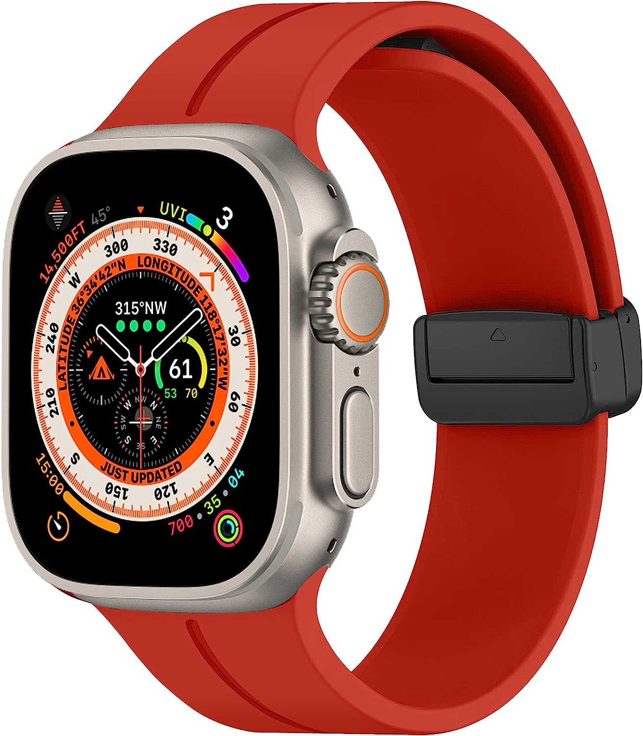 Magnetic for Apple Watch Ultra Band 49Mm 45Mm 44Mm 41Mm 40Mm Iwatch Bands 38Mm 42Mm Men/Women,Soft Sport Silicone Replacement Wristband Correa Strap for Apple Watch Band Series 8/7/6/5/4/3/2/1/SE  DMVEIMAL 06-Red 42mm 44mm 45mm 49mm 