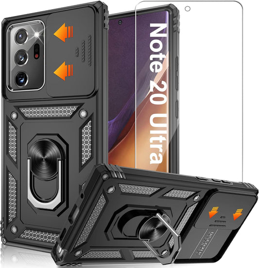 ATUMP for Samsung Galaxy Note 20 Ultra Case with HD Screen Protector, Build in 360° Rotating Ring Kickstand [Military Grade] Protective Case for Galaxy Note 20 Ultra, Black  Atump   