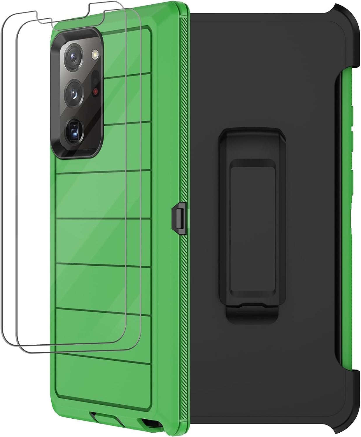 For Galaxy Note 20 Ultra Case with Belt Clip Holster, 2 Screen Protector, Military Grade Full Body Heavy Duty Shockproof Rugged Protective Cover for Samsung Galaxy Note 20 Ultra 5G (Blue)  RubCase Green B  