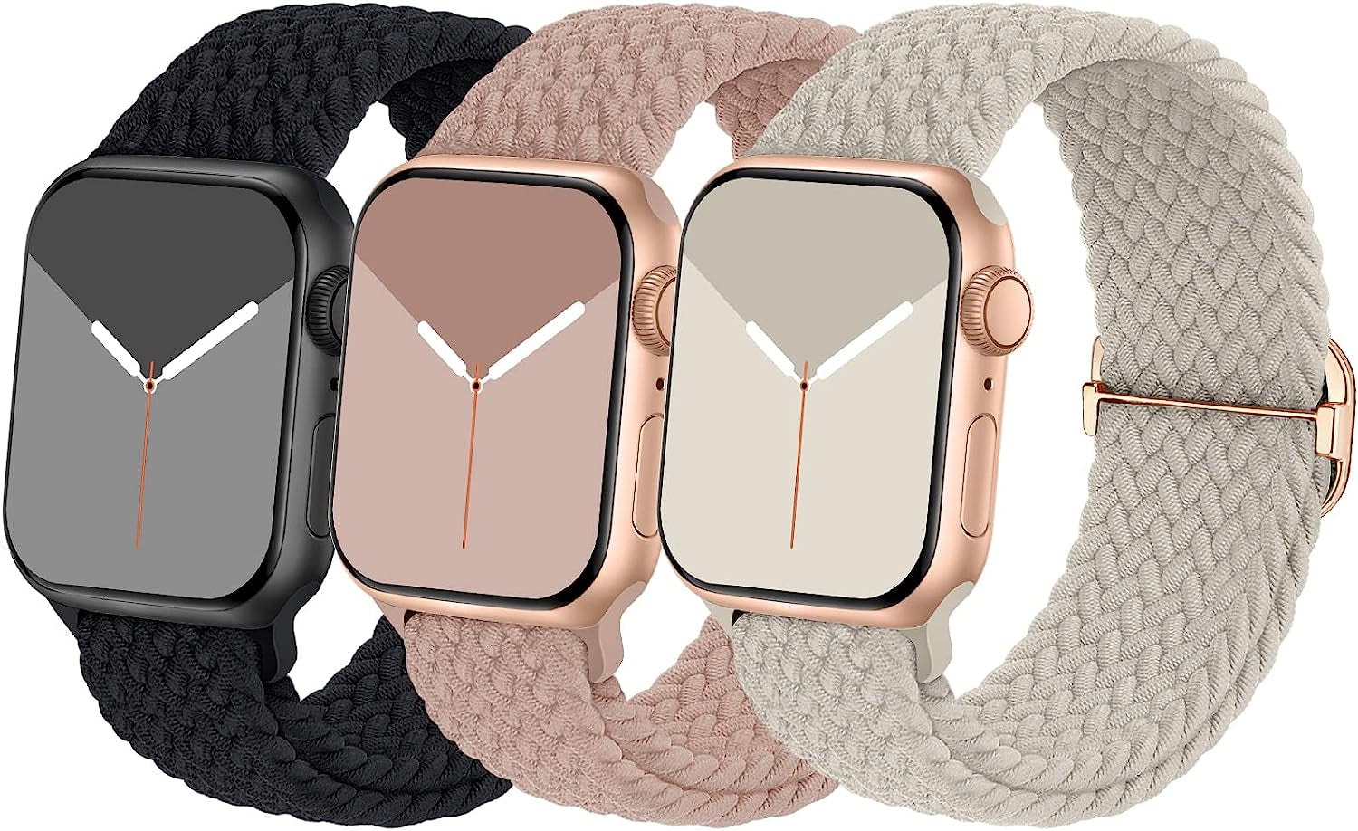 Braided Solo Loop Compatible with Apple Watch Band 38Mm 40Mm 41Mm 42Mm 44Mm 45Mm 49Mm for Women Men, Nylon Elastic Straps Wristbands for Iwatch Series Ultra SE 8 7 6 5 4 3 2 1  Suitisbest DarkPink/Starlight/Black 42/44/45mm 