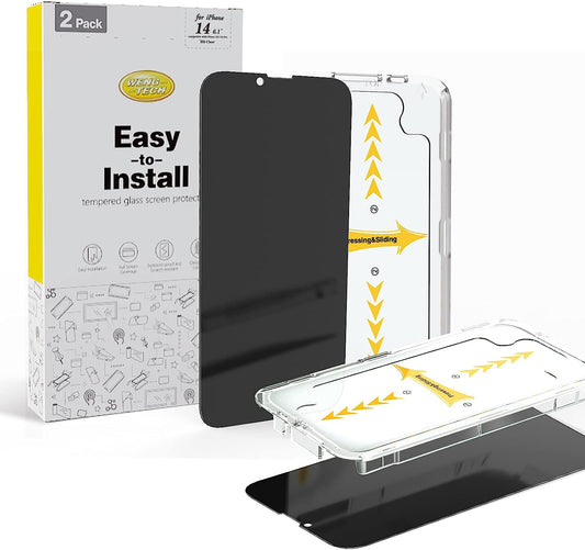 Wengtech 2 Pack Iphone 14 Privacy Screen Protector for Iphone 13/Iphone 13 Pro [6.1 Inch],Anti Spy Tempered Glass Privacy Screen 9H,Full Coverage Protection [Easy Installation Included]  WengTech   