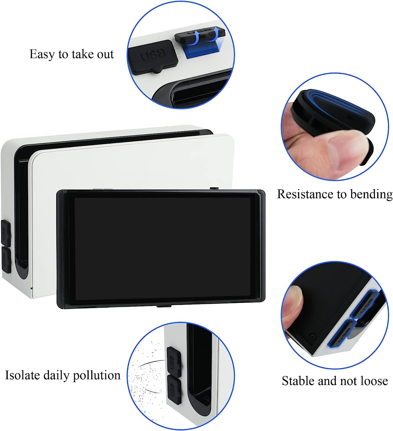 FANPL Accessories for Nintendo Switch OLED with 11 Dust Plugs and 3 Thumb Grips  FANPL   