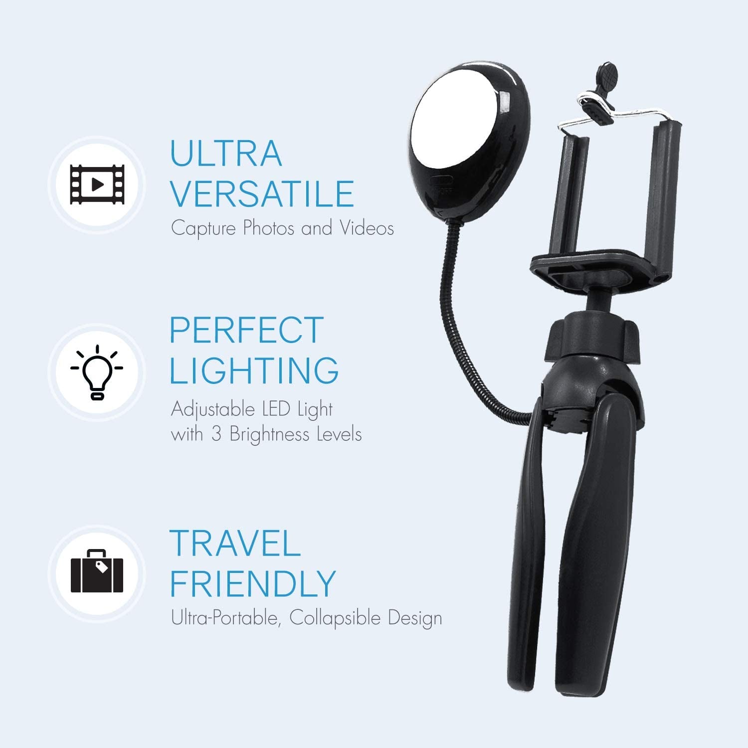 Realm Selfie Content Creator Studio with LED Light & Tripod, Selfie Tripod with Phone Holder & LED Ring Light, Vlogging Tripod, Black (RLMS4BK)  Realm   