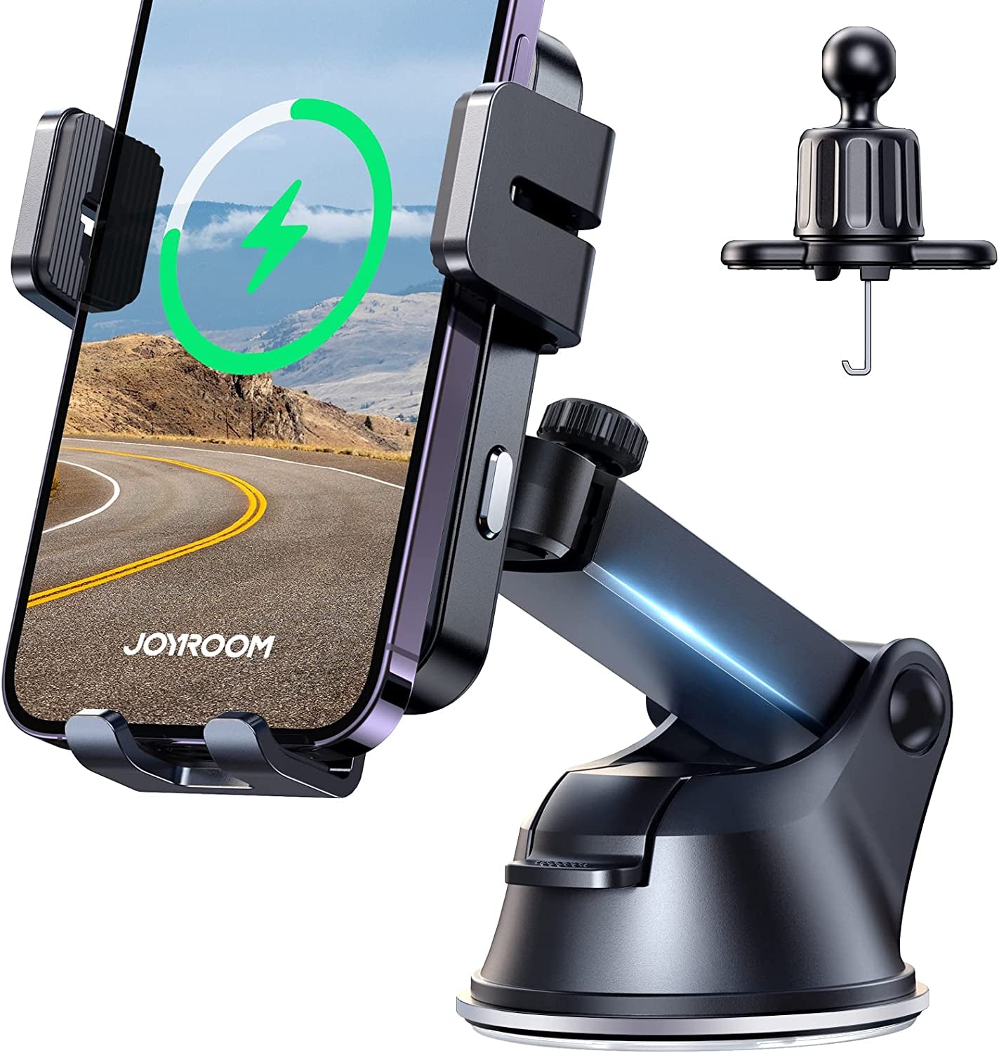 Wireless Car Charger,15W Qi Fast Charging Car Charger Phone Holder Mount, Auto-Clamping Alignment Windshield Dashboard Air Vent Cell Phone Holder for Iphone 13 12 11 Pro Max XS 8, Galaxy S22/S20+ Etc  JOYROOM   