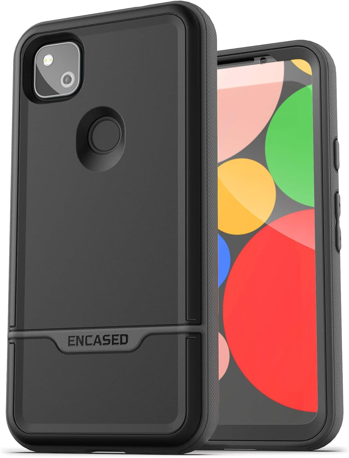 Encased Pixel 4A Case with Screen Protector (Rebel Shield) Rugged Full Body Protective Cover with Build-In Screen Guard for Google Pixel 4A - Black  Encased   
