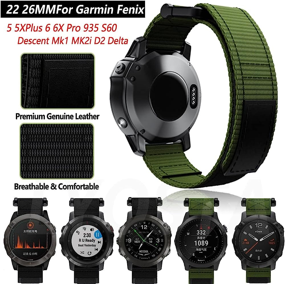 XIRIXX 22 26Mm Adjustable Watchband Forerunner 935 945 Watch Nylon Wrist Band for Garmin Fenix 7 7X 5X 5 plus 6X 6 Pro Epix Belt Strap  XIRIXX   