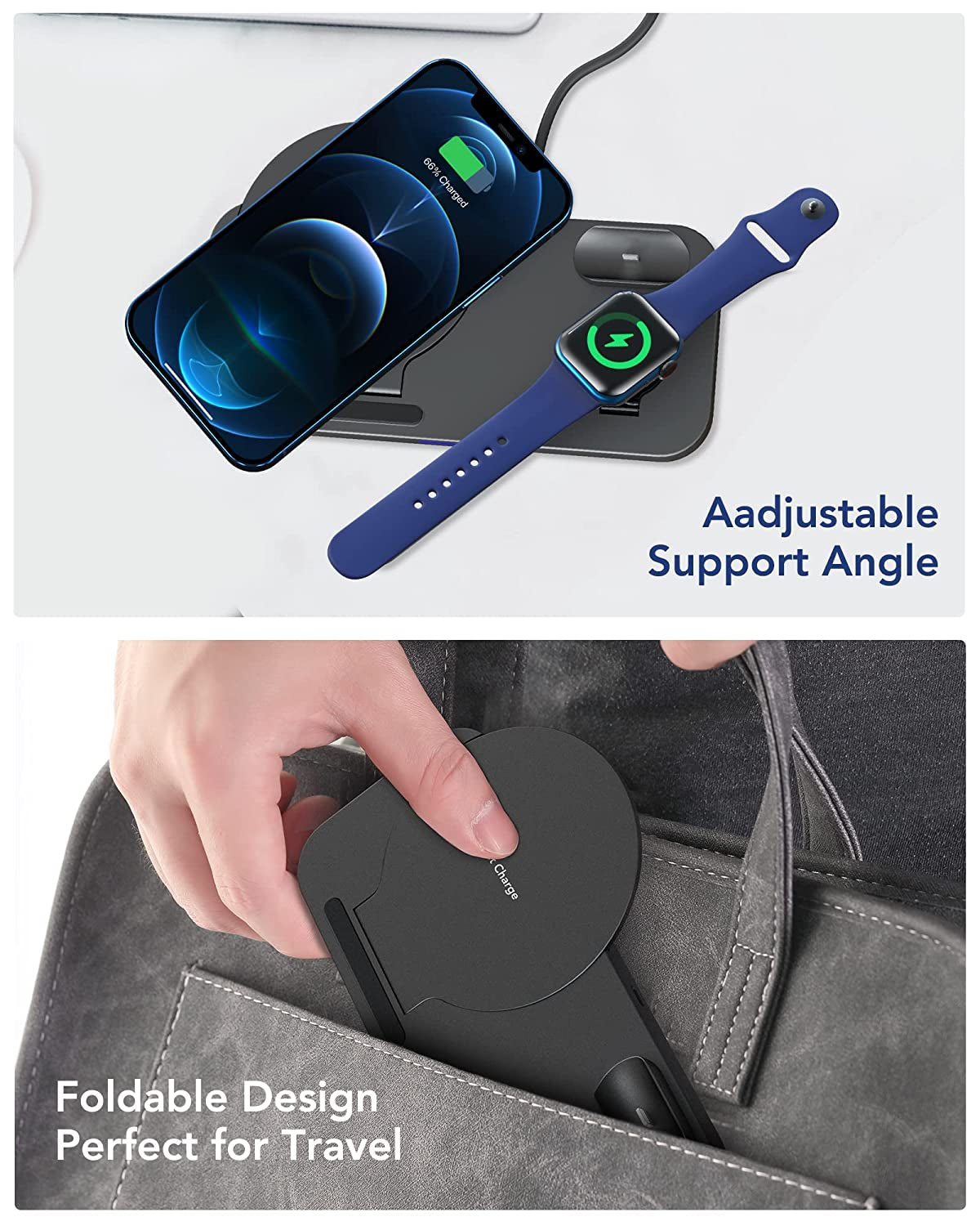 [2022 NEW] 3 in 1 Wireless Charging Station for Multiple Devices Apple, Charging Stand for Iphone and Apple Watch 7/6/SE/5/4/3/2/1, Portable Charging Dock for Airpods Pro/3/2/1 (With 18W Fast Charger)  Dulums   