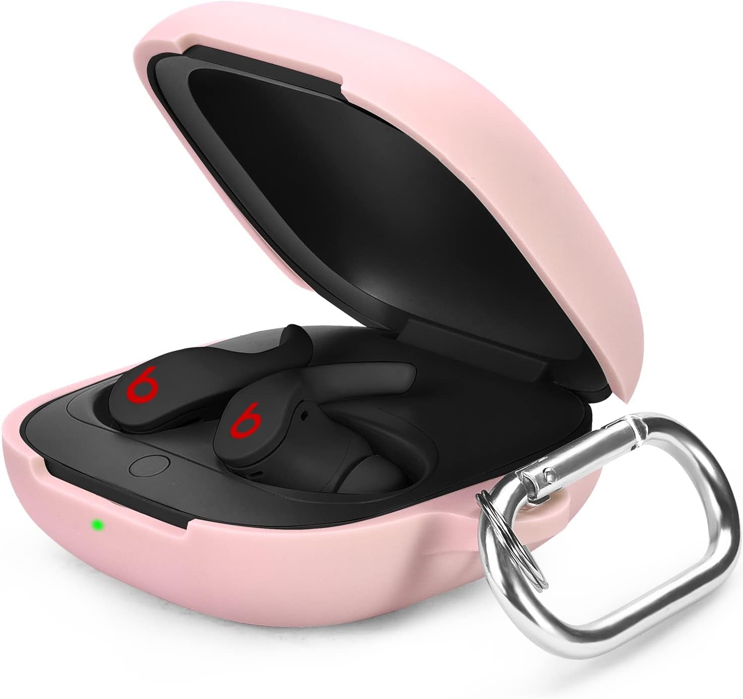 Beats Fit Pro Case Cover, AIRSPO Soft Silicone Case for Beats Fit Pro 2021 Shockproof Beats Fit Pro Earbuds Case Cover with Keychain (Black)  AIRSPO Pink  