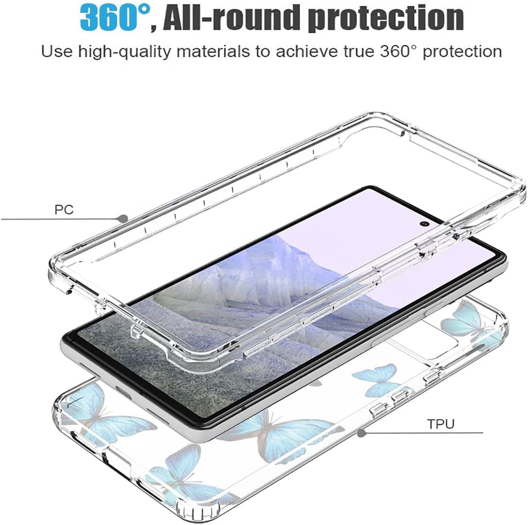 Zoeirc Case for Pixel 6 Pro Case,Pixel 6 XL G8VOU Case, Soft 360 Full Body Shockproof Bumper Crystal Clear Case Cover for Google Pixel 6 Pro 5G (Blue Butterfly)  Zoeirc   