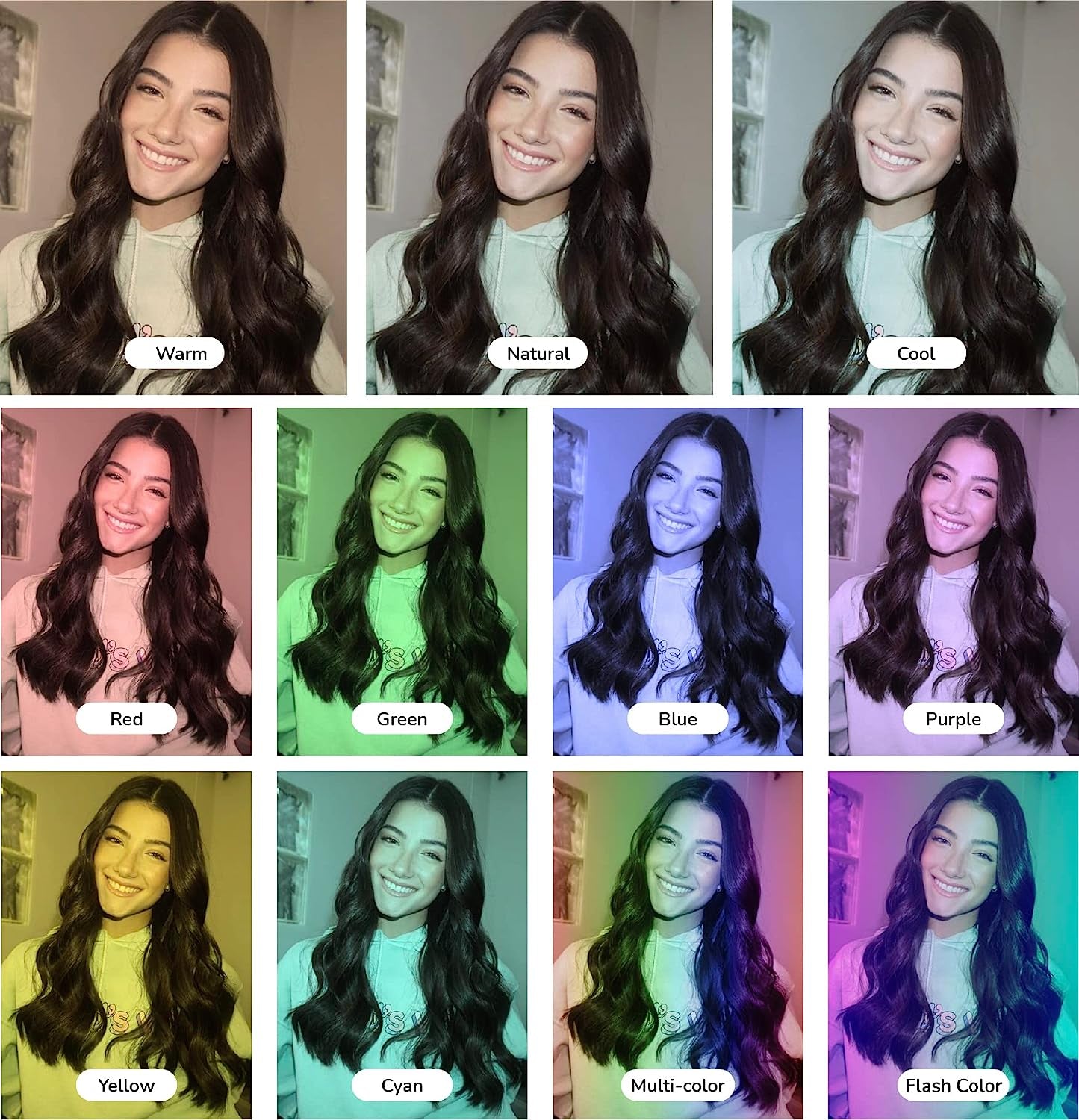 Dixie & Charli 6” Heart Shaped Color LED Ring Light Cell Phone Holder with Adjustable Gooseneck Phone Stand and Clip on Selfie Desk Clamp  Dixie & Charli   