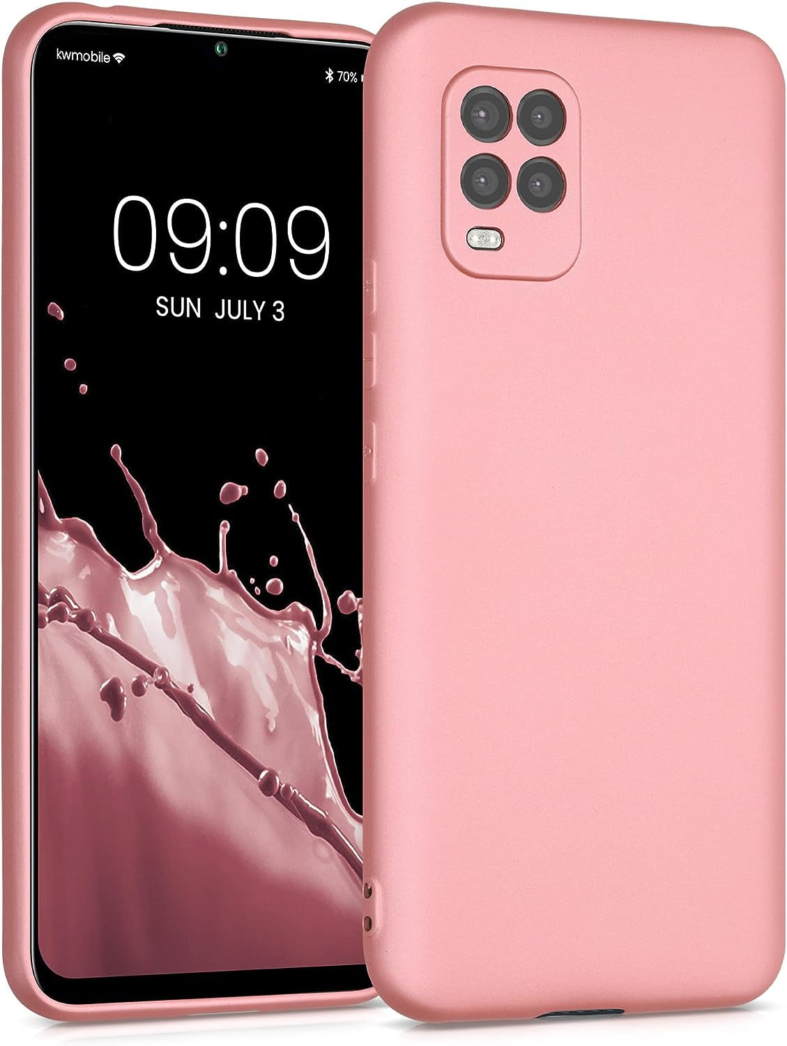 Kwmobile Case Compatible with Xiaomi Mi 10 Lite (5G) Case - Protective Slim TPU Phone Cover - Soft Matte Finish - Mango  KW-Commerce Metallic Rose Gold  