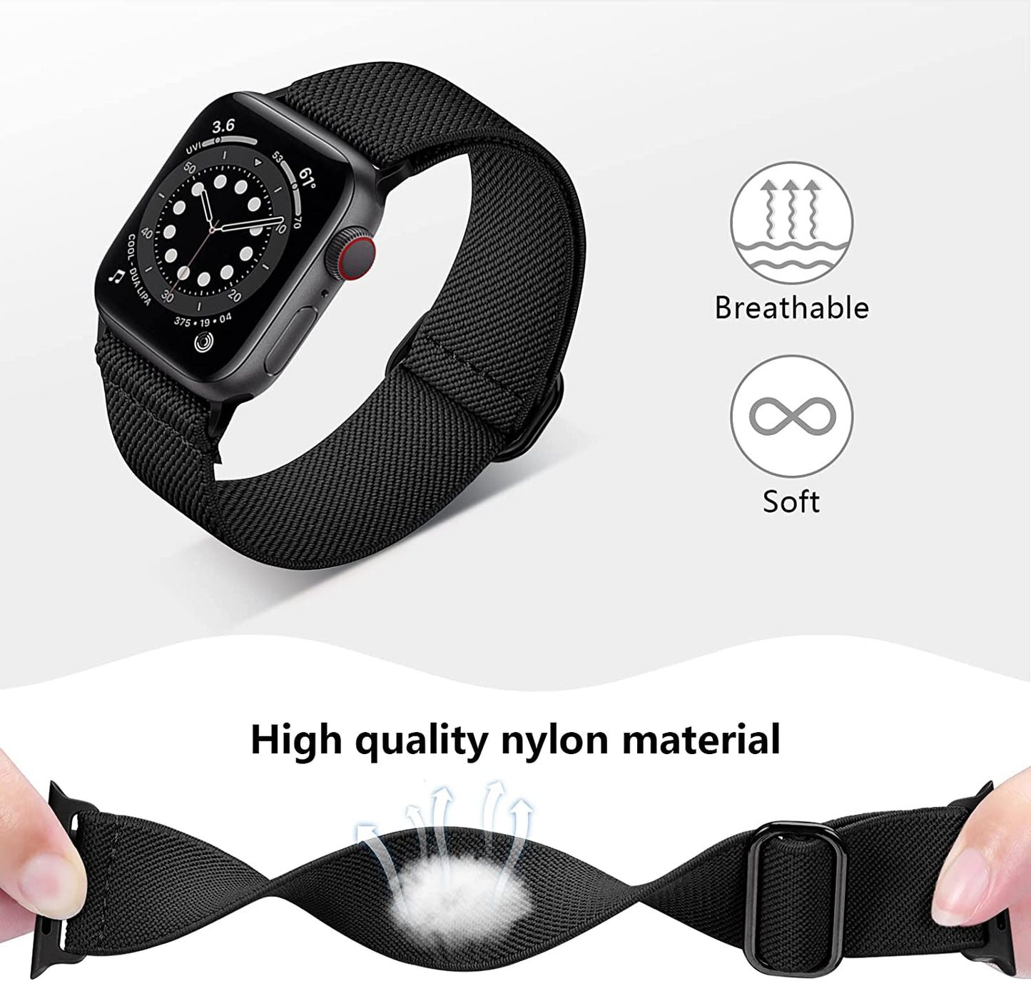 Treasuremax 4 Pack Stretchy Solo Loop Bands Compatible for Apple Watch 38Mm 40Mm 41Mm 42Mm 44Mm 45Mm 49Mm, Adjustable Nylon Elastic Braided Straps for Iwatch Serie Ultra/8/7/6/Se/5/4 3/2/1 Women Men  TreasureMax   