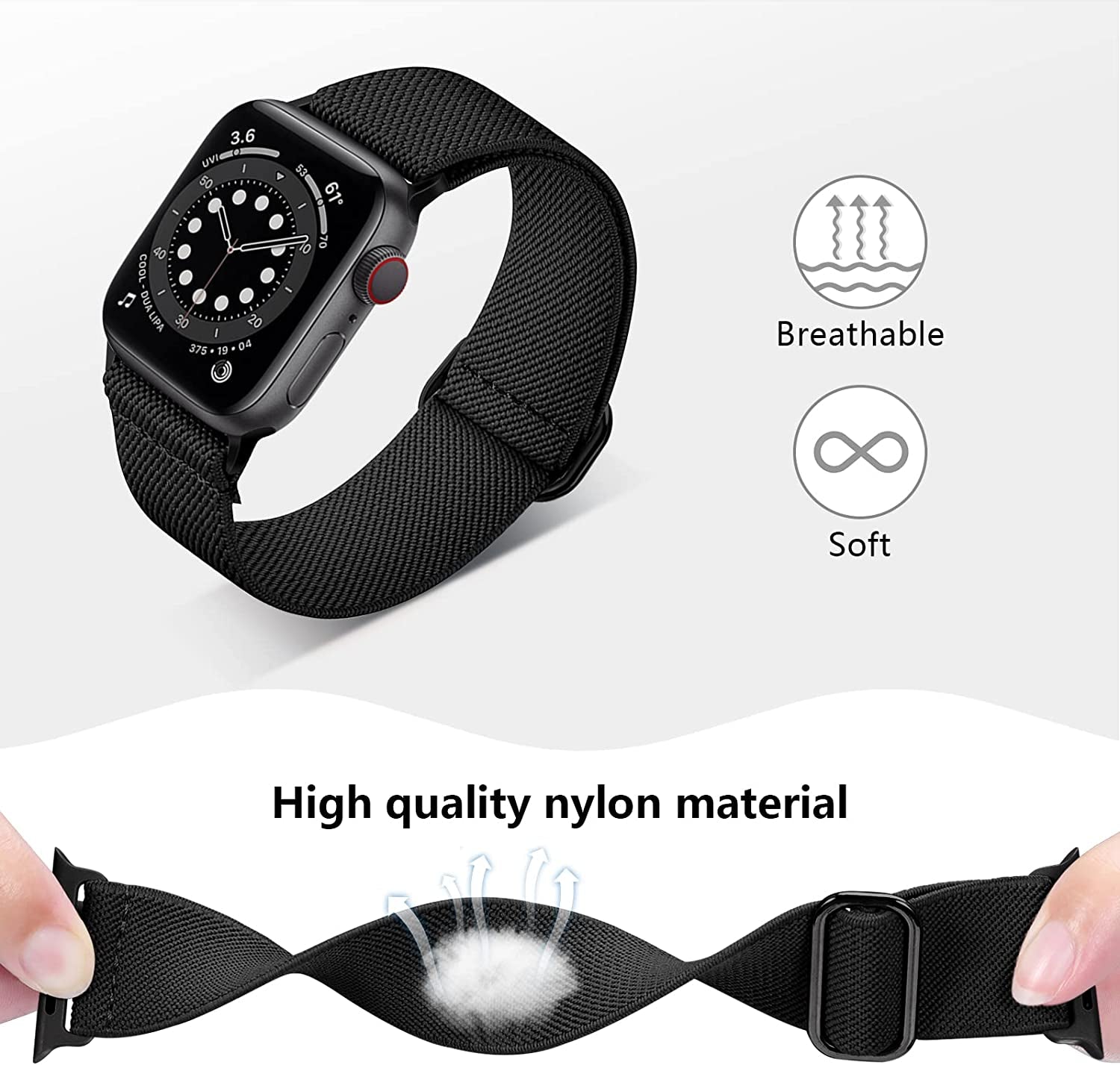 Treasuremax 4 Pack Stretchy Solo Loop Bands Compatible for Apple Watch 38Mm 40Mm 41Mm 42Mm 44Mm 45Mm 49Mm, Adjustable Nylon Elastic Braided Straps for Iwatch Serie Ultra/8/7/6/Se/5/4 3/2/1 Women Men  TreasureMax   