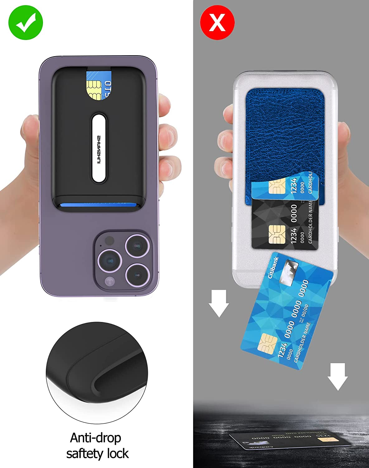 SHANSHUI Magnetic Wallet for Magsafe, Ultra Slim Magnetic Card Holder for Back of Phone Wallet Premium Silicone Anti-Drop Credit Card Holder Fitting for Iphone 14/13/ 12 Series & Magsafe Case  SHANSHUI   