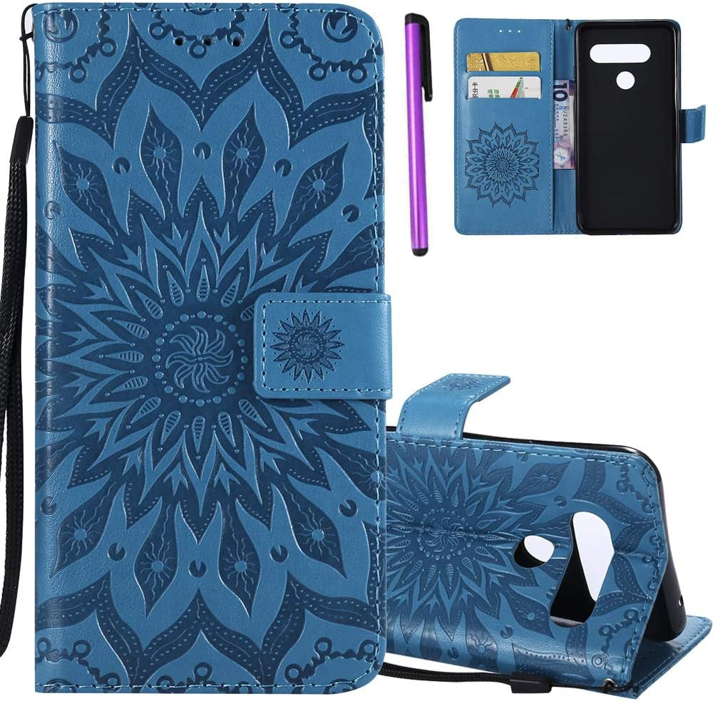 ISADENSER LG V40 Thinq Case LG V40 Flip Case for Women [Wallet Stand] as Case with Shockproof Cards Slot Holder Cash Pockets Magnetic Closure PU Leather Wallet Case Cover for LG V40 Thinq Gray Sun  ISADENSER C] Kt-Sunflower Leather-6  