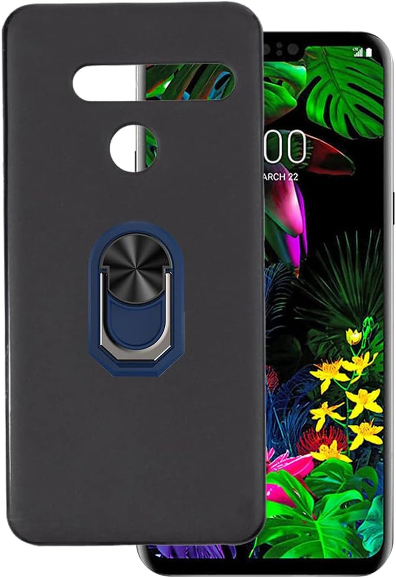 For LG G8 Thinq Ultra Thin Phone Case + Ring Holder Kickstand Bracket, Gel Pudding Soft Silicone Phone for LG G8 Thinq LM-G820N 6.10 Inches (Blackring-T)  MILEGAO Bluering-B  
