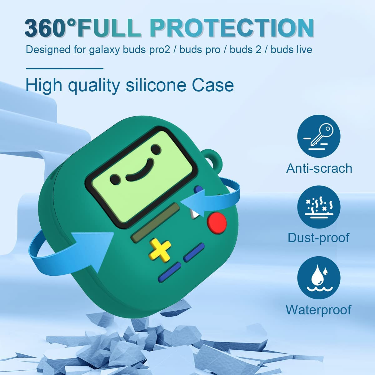 Cute Case for Samsung Galaxy Buds 2 Pro Case (2022) / Galaxy Buds 2 Case (2021) / Galaxy Buds Pro Case (2021) / Galaxy Buds Live Case (2020), Cute 3D Cartoon Funny Soft Silicone Case Cover (Green)  AIBEAMER   